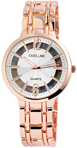 Excellanc Damen – Uhr Metallband Faltschließe Analog Quarz 1800127 von Excellanc