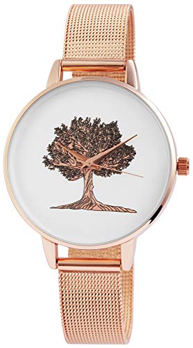 Excellanc Damen-Uhr Baum Milanaisearmband Edelstahl Quarz Analog 1300026 (roségoldfarbig) von Excellanc