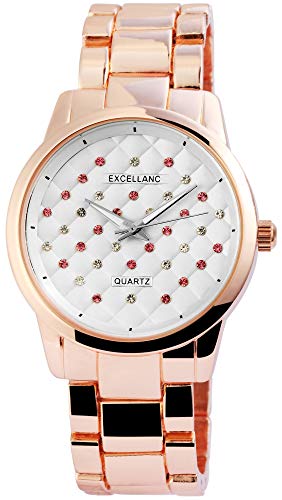 Excellanc Damen – Uhr Metallband Crystal Besatz Analog Quarz 1800129 von Excellanc