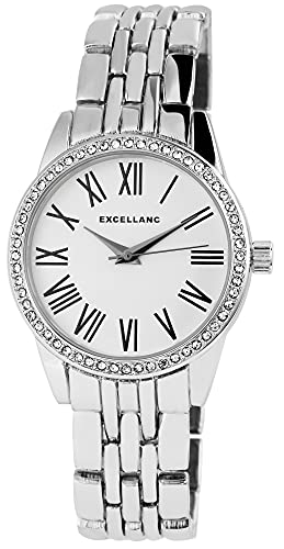 Excellanc Damen-Uhr Metall Gliederarmband Faltschließe Analog Quarz 1800166 (silberfarbig) von Excellanc
