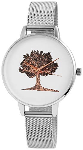 Excellanc Damen-Uhr Baum Milanaisearmband Edelstahl Quarz Analog 1300026 von Excellanc