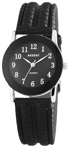 Excellanc Design Damen Armband Uhr Schwarz Leder Imitat Analog Quarz 91900273009 von Excellanc