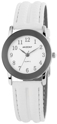 Excellanc Design Damen Armband Uhr Weiß Leder Imitat Analog Quarz 91900273011 von Excellanc