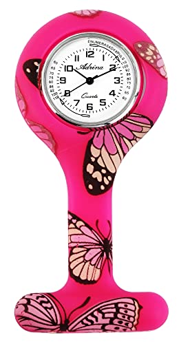 Excellanc Design Damen Krankenschwester Schwestern Uhr Weiß Pink Schmetterling Analog Ansteckuhr 94100008004 von Excellanc