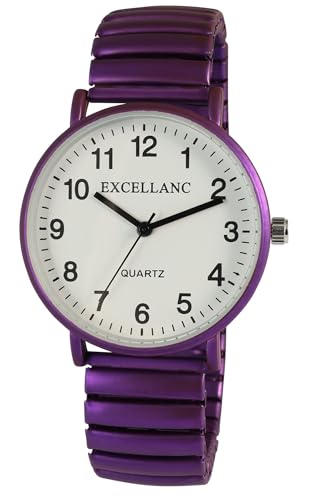 Excellanc Damenuhr mit Zugarmband, metallisches Design, lila von Excellanc