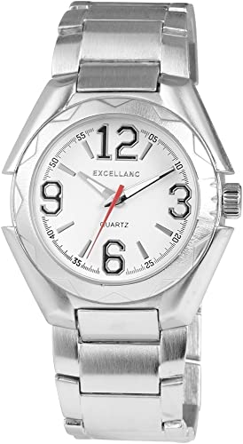 Excellanc Design Herren Armband Uhr Weiß Silber Analog Metall Klassisch Quarz 9280522000007 von Excellanc
