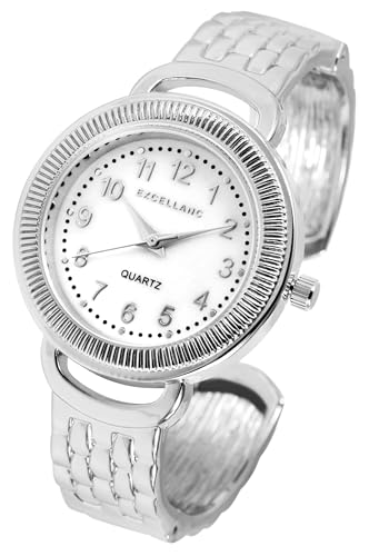 Excellanc Design Spangen Damen Armband Uhr Weiß Silber Metall Analog Quarz 91800234002 von Excellanc