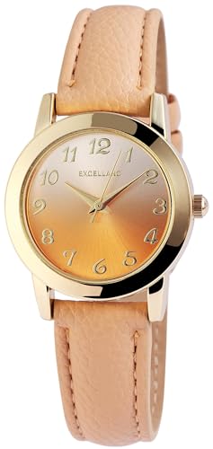 Excellanc Dezente Modische Damenuhr Rosa Rosègold Analog Kunst Leder Band Quarz 9190004100042 von Excellanc