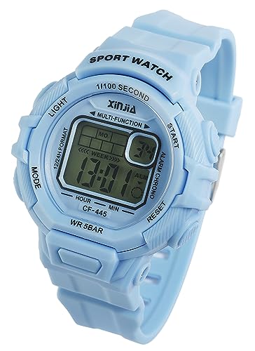 Excellanc Digital Uhr Blau Silikon Alarm Chrono 5 Bar Damen Herren Kinder Junge Mädchen Sport 92410011003 von Excellanc