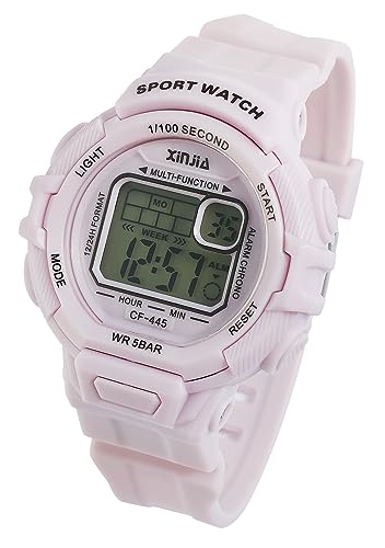 Excellanc Digital Uhr Lila Rosa Silikon Alarm Chrono 5 Bar Damen Kinder Junge Mädchen Sport 92410011002 von Excellanc