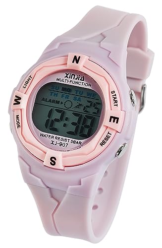 Excellanc Digital Uhr Lila Silikon Alarm Chrono 5 Bar Damen Herren Kinder Junge Mädchen Sport 92410012001 von Excellanc