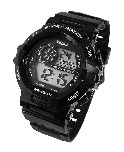 Excellanc Digital Uhr Schwarz Silikon Alarm Chrono 5 Bar Herren Damen Kinder Unisex 92400024001 von Excellanc