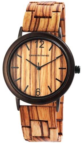 Excellanc Edle Design Damen Armband Uhr aus Schwarz Holz Braun Schwarz Analog Quarz 91800190002 von Excellanc