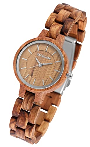 Excellanc Edle Design Damen Armband Uhr aus Zebra Holz Braun Analog Quarz Fashion 91800194006 von Excellanc