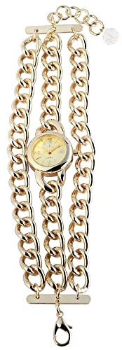 Excellanc Elegante Damen Ketten Armband Uhr Gold Analog Metall Römisch Quarz 9510004500018 von Excellanc