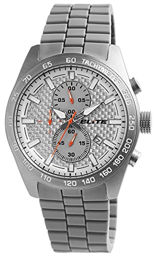 Excellanc Elite Herren Armband Uhr Grau Weiß Chronograph Analog Datum Silikon Quarz 92500003004 von Excellanc