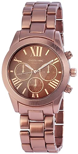 Excellanc Herren Armband Uhr Braun Kupfer Chrono-Look Metall Analog Quarz 9280957000006 von Excellanc