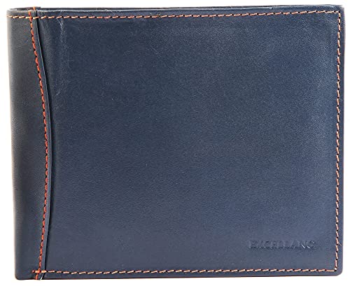 Excellanc Herren-Geldbörse Echt Leder Hochformat 12 x 10 x 1 cm 3000125 (blau orange) von Excellanc