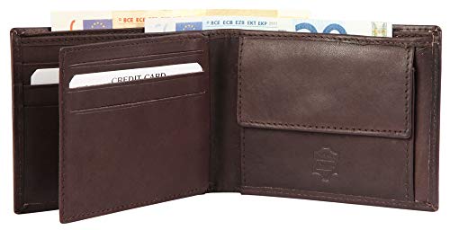 Excellanc Herren-Geldbörse Echt Leder Querformat 11 x 8,5 x 2 cm 3000186 (Dunkelbraun) von Excellanc