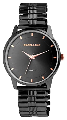 Excellanc Herren-Uhr Edelstahl Zugband Analog Quarz 2700027 (schwarz) von Excellanc