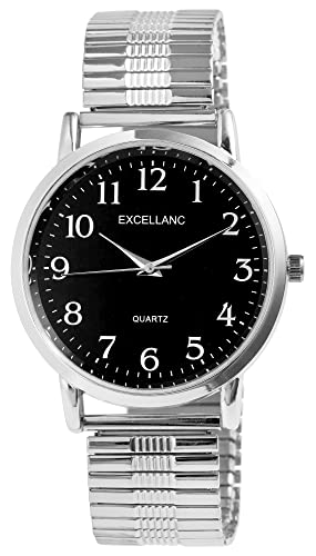 Excellanc Herren-Uhr Edelstahl Zugband Analog Quarz 2700028 (silberfarbig schwarz) von Excellanc