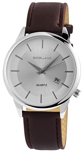 Excellanc Herren-Uhr Kunstleder Armband Dornschließe Datum Analog 2900178 (braun) von Excellanc