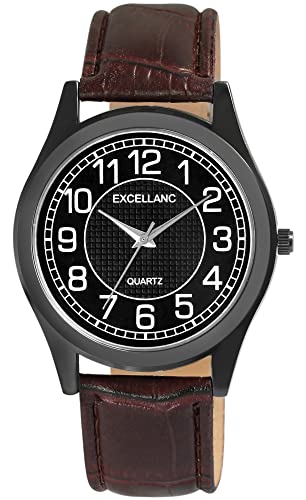 Excellanc Herren-Uhr Kunstleder Dornschließe Analog Quarz 2900228 (Dunkelbraun) von Excellanc