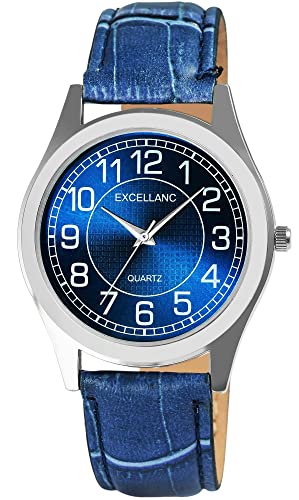 Excellanc Herren-Uhr Kunstleder Dornschließe Analog Quarz 2900228 (blau) von Excellanc