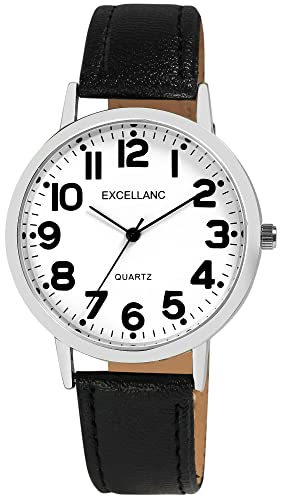 Excellanc Herren-Uhr Kunstleder Dornschließe Analog Quarz 2900233 (schwarz weiß) von Excellanc