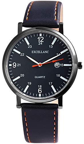 Excellanc Herren - Uhr Lederimitat Armbanduhr Datumsanzeige Analog Quarz 2900125 von Excellanc