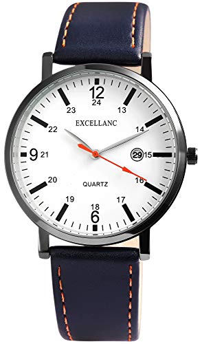 Excellanc Herren - Uhr Lederimitat Armbanduhr Datumsanzeige Analog Quarz 2900125 von Excellanc