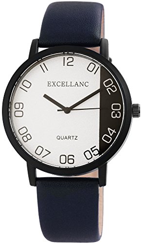 Excellanc Herren – Uhr Lederimitat Armbanduhr Dornschließe Analog Quarz 2910007 von Excellanc