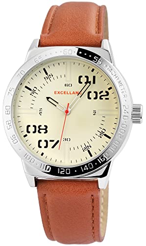 Excellanc Herren-Uhr Kunstleder Armband Dornschließe Analog Quarz 2900089 (braun) von Excellanc