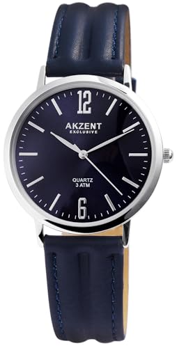 Excellanc Herrenuhr Blau Analog Kunst Leder 3ATM Quarz 92900146003 von Excellanc