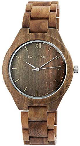 Excellanc Herrenuhr Braun Holz Analog Quarz Holzuhr Armbanduhr von Excellanc