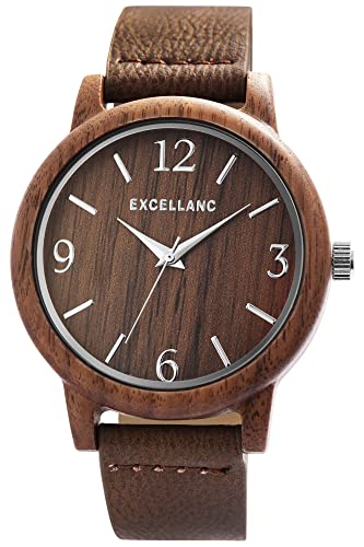 Excellanc Herren-Uhr Holz Kunstleder Armband Dornschließe Analog 2900199 (braun Walnussholz) Excellanc Herren-Uhr Holz Kunstleder Armband Dornschließe Analog 2900199 (braun Walnussholz) von Excellanc
