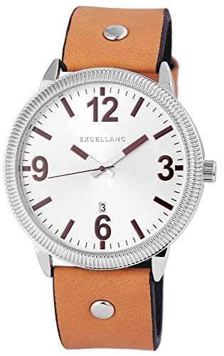 Excellanc Herren-Uhr Kunstleder Datum Analog Quarz 295322X00011 (Hellbraun) von Excellanc