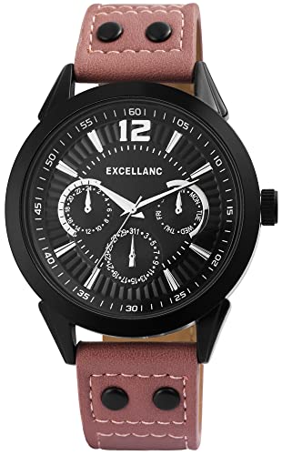 Excellanc Herren-Uhr Kunstleder Armband Dornschließe Analog Quarz 2900094 (braun) von Excellanc