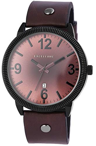 Excellanc Herren-Uhr Kunstleder Datum Analog Quarz 29537X000011 (braun) von Excellanc