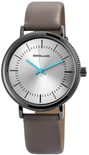 Excellanc Herren-Uhr Kunstleder Armband Dornschließe Analog Quarz 2900110 (grau) von Excellanc