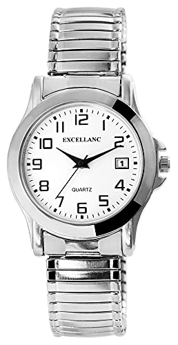 Excellanc Herren-Uhr Zugband Edelstahl Comfort fit Datum Analog Quarz 2700022 (silberfarbig) von Excellanc