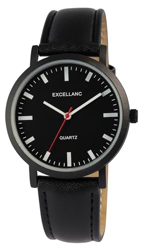 Excellanc Herrenuhr mit Armband aus Kunstleder, 24 cm, schwarz von Excellanc