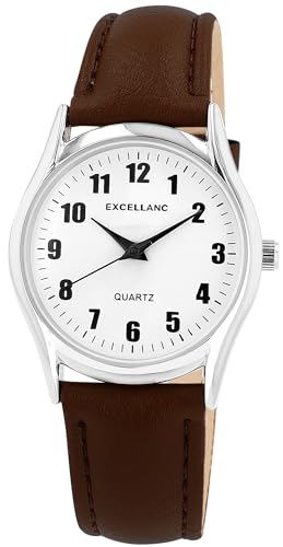 Excellanc Herrenuhr mit Lederimitations-Armband, braun/silberfarben von Excellanc