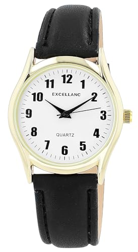 Excellanc Herrenuhr mit Lederimitations-Armband, schwarz/goldfarben von Excellanc
