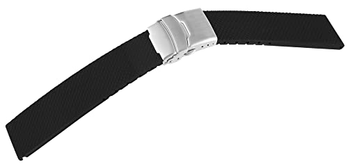 Excellanc Kautschuk-Uhrenarmband Schwarz 22 mm Stegbreite mit Faltschließe Länge 19,5 cm Unisex von Excellanc