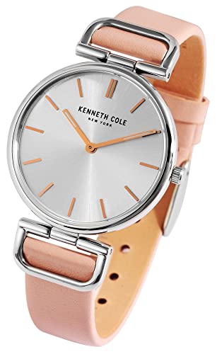 Excellanc Kenneth Cole New York Design Mode Damen Armband Uhr Silber Rosa Flach Lederimitat Quarz Frauen 9KC50509006 von Excellanc