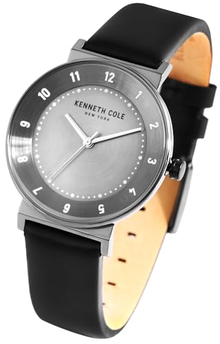 Excellanc Kenneth Cole New York Design Mode Herren Armband Uhr Anthrazit Schwarz Flach Lederimitat Männer 9KC50076001 von Excellanc