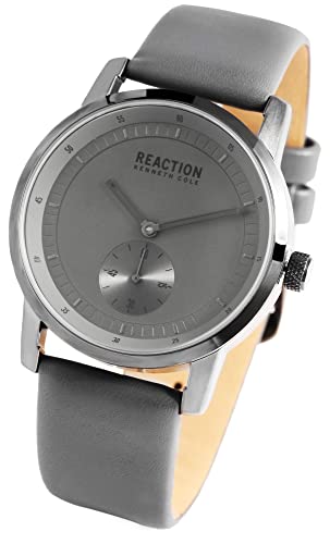 Excellanc Kenneth Cole Reaction Design Mode Herren Armband Uhr Grau Analog Leder Imitat Quarz Männer 3 ATM Bar 9RK50084006 von Excellanc