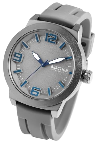 Excellanc Kenneth Cole Reaction Design Mode Herren Armband Uhr Grau Analog Silikon Quarz Männer 3 ATM Bar 9RK50092004 von Excellanc