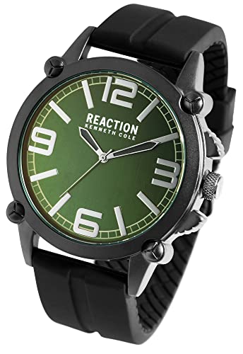 Excellanc Kenneth Cole Reaction Design Mode Herren Armband Uhr Grün Schwarz Analog Silikon Männer 3 ATM Bar 9RK50091006 von Excellanc
